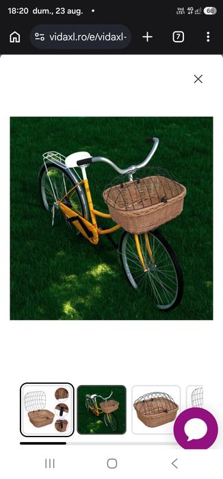 Coș frontal bicicletă cu capac, 50x45x35 cm, salcie naturală