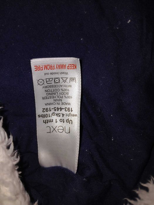 Salopeta combinezon fleece ursulet NEXT/ costum pufos/ Overall pufos