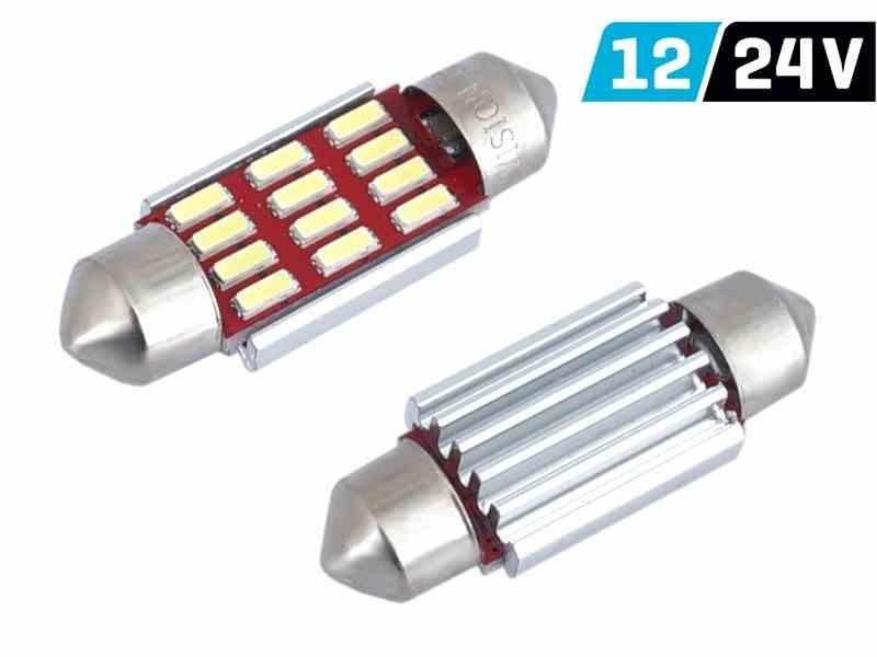 лампа vision festoon sv8.5 36mm 12 / 24v 12x 4014 smd led, canbus, ...