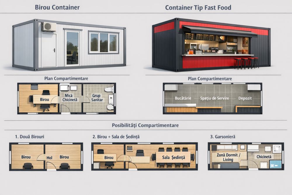 Containere modulare premium – birou, fast-food sau cabană montană