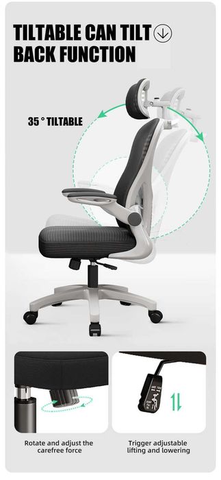 Scaun de Birou Ergonomic, inaltime reglabila, Suport pt Geaca,tetiera