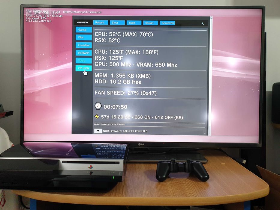 PS3 modat CFW 320 GB + 40 jocuri (GTA V, Red Dead, God of War, NFS)