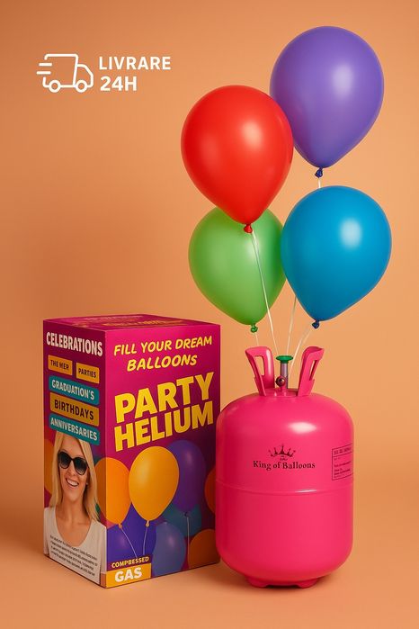 Butelie heliu pentru 50  baloane | Heliu petreceri, botez, nuntă, livrare rapidă