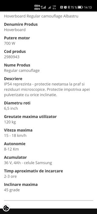 Hoverboard SmartBalance , Impecabil, Factura-Garantie