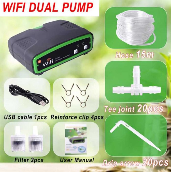 Комплект за автоматично капково напояване за 20 саксии, DIY WiFi управление от приложение