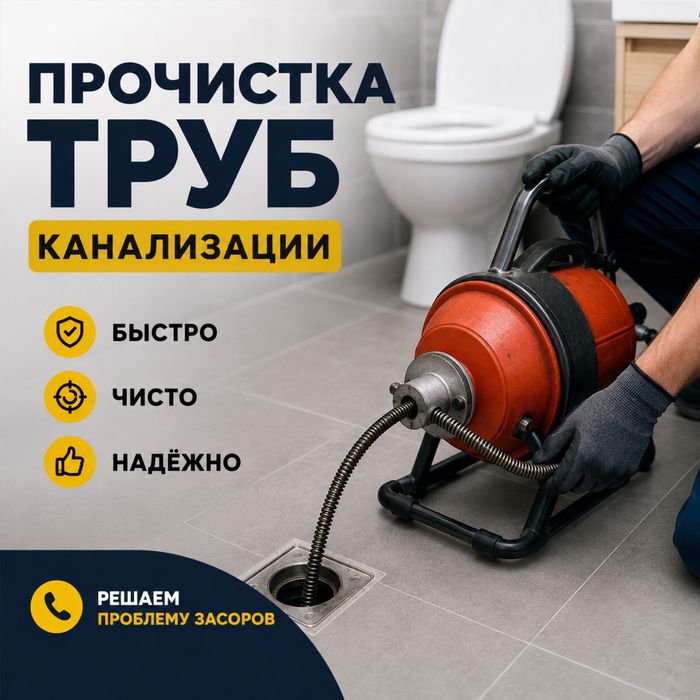 Сантехнические услуги Алматы, прочистка труб канализации.