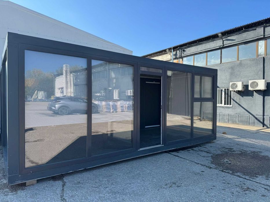 Birou container 2 module – izolat, structură zincată, stare BUNA