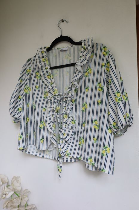 Bluză cu volane Asos print lămâie de vară