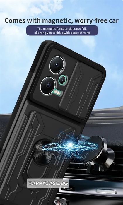 Xiaomi Poco X8 Pro 5G / RING CARD SLOT Удароустойчив кейс гръб със слот за карта и ринг