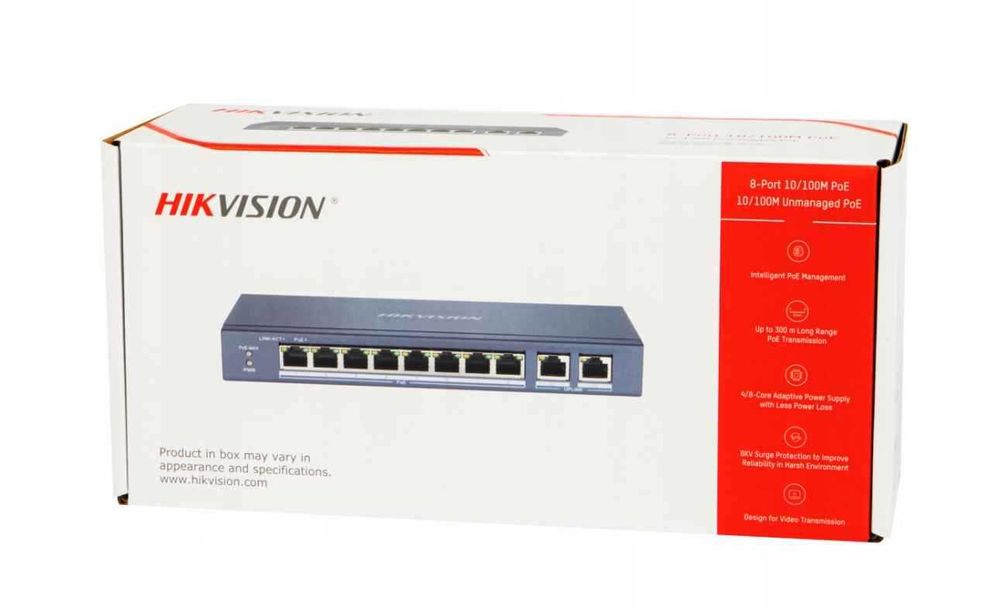 Switch 8 porturi PoE Hikvision DS-3E0310P-E-M 2 porturi uplink gigabit nou Sigilat