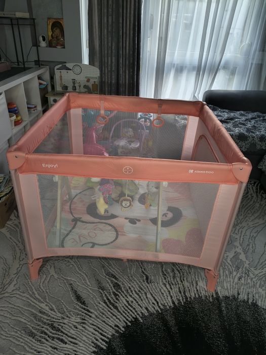 Детска сгъваема кошара за игра KikkaBoo Enjoy Pink Panda