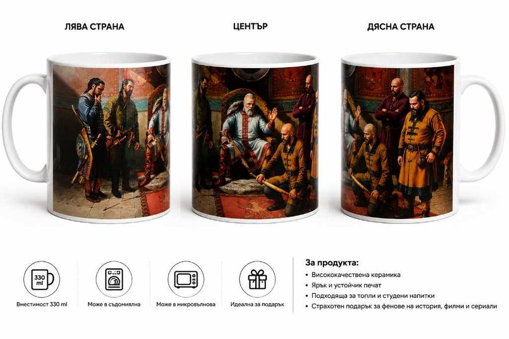 Подаръчни чаши с умален вариант на истински български картини на историческа тематика