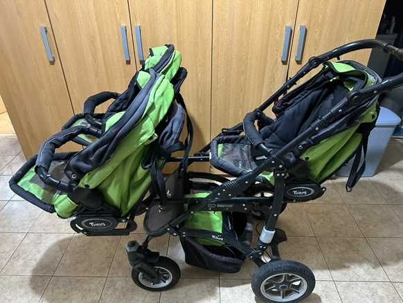 Carucior 3 in 1 pentru tripleti BabyActive Trippy Verde Deschis