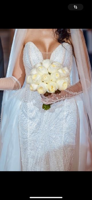 Rochie de mireasa lucrata manual S-XS