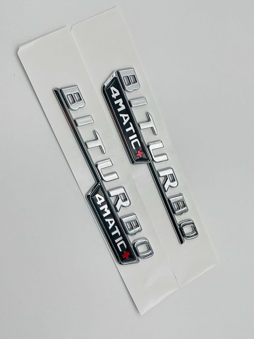 Embleme Compatibile Mercedes biturbo 4matic+ crom