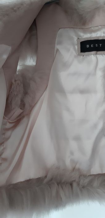 Vesta din blana naturala de vulpe bej roze,superba M