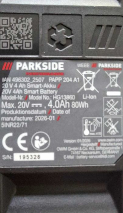Ударен винтоверт Parkside Performance PDSSAP 20 Li D3 + Smart батерия + зарядно - гаранция
