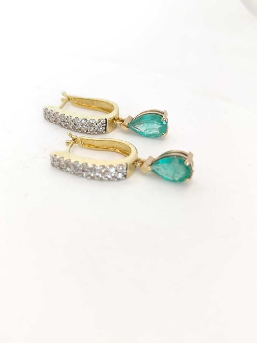Cercei aur 14k cu Smaralde si Diamante 5ct OKAZIE 10000lei