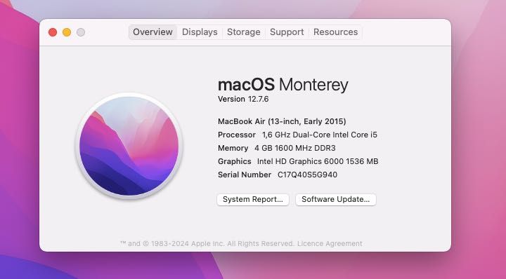 Vand Laptop MacBook Air 2015 4 GB RAM