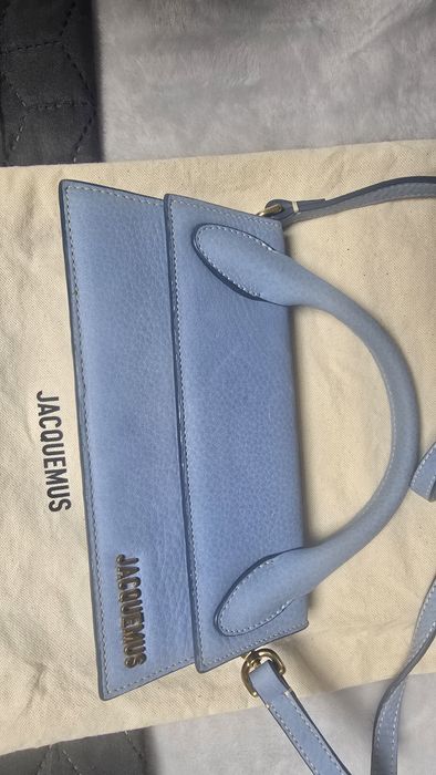 Geanta Jacquemus Chiquito Long,baby blue,suede,ca noua! 100% originala