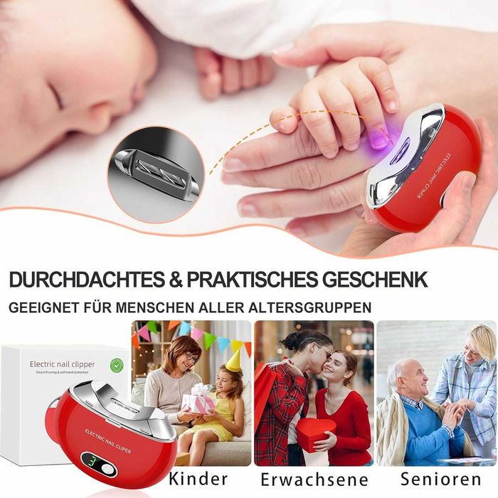 Електрическа нокторезачка за нокти, безопасна за бебе, пила за нокти