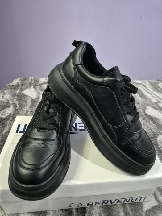 Sneakersi negrii Luca di Gioia Benvenuti  piele naturala