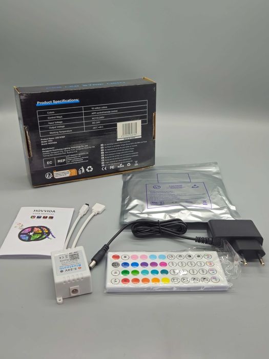 RGB LED лента HOVVIDA – 5 м, дистанционно + управление през приложение