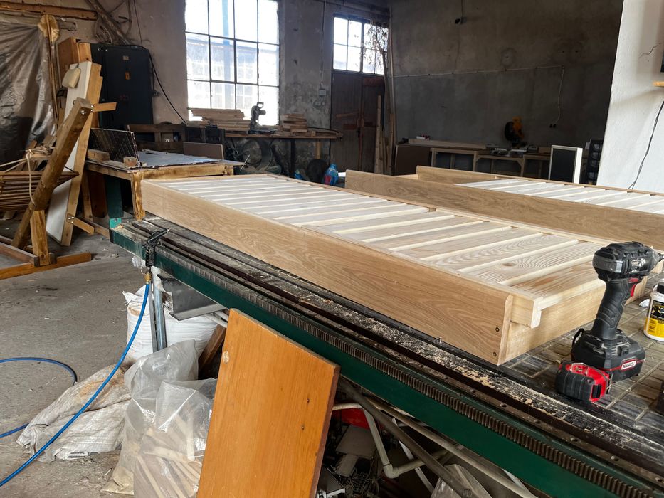 Масивен дървен шезлонг микс дъб и смърч