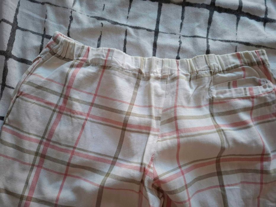 Pantaloni  dama alb-roz