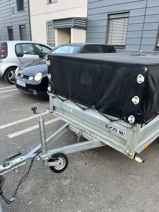 Remorca 750 kg cu prelata mufa 13 pini basculabila 230 cm