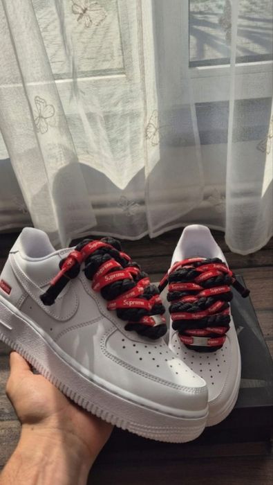 Nike Air Force 1 Supreme White Custom Rope Laces – Mărimea 39