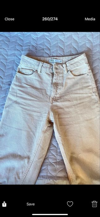 Бежов деним от Zara, носен веднъж. Размер 32.