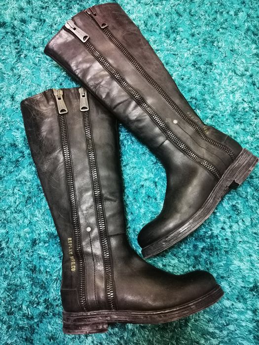 Cizme Noi, mărime 37, piele naturala, marca Replay, gen călărie