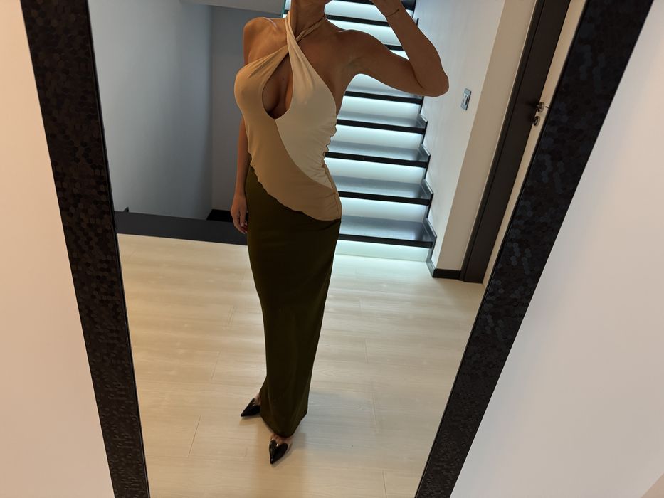 Rochie in trei culori lunga