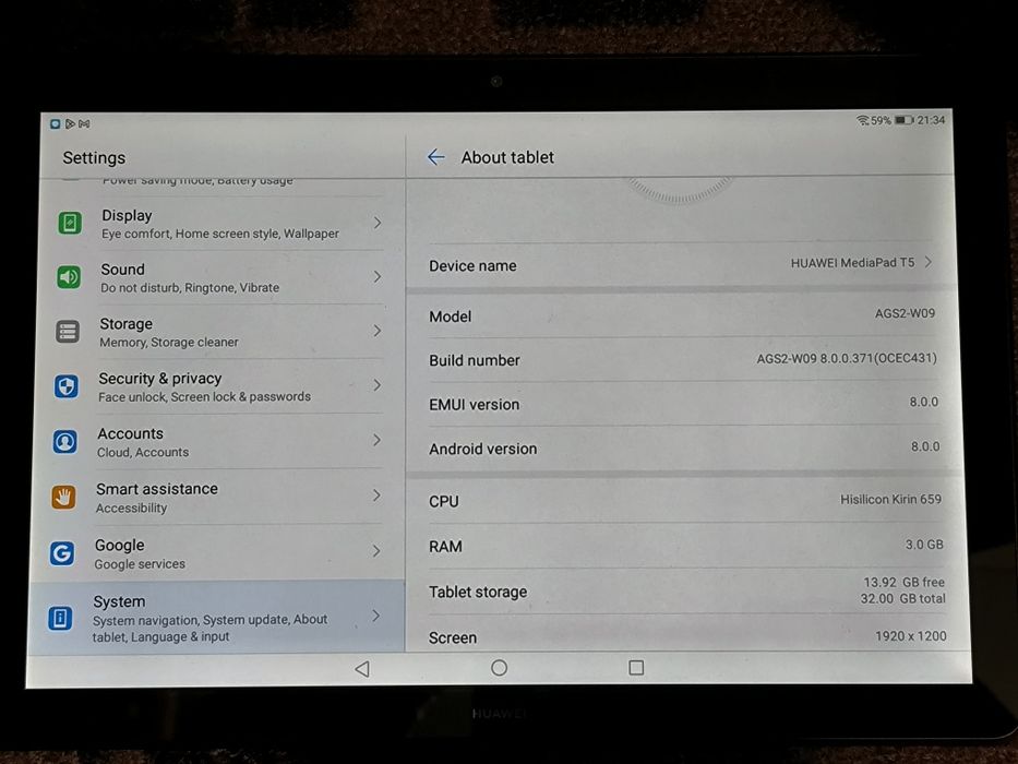Tableta Huawei MediaPad T5 10.1" 3gb ram 32gb mem no sim