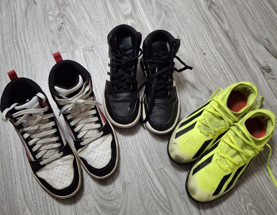 Три чифта маратонки-Puma 38.5,Adidas 37 1/3 и футболни 39 1/2