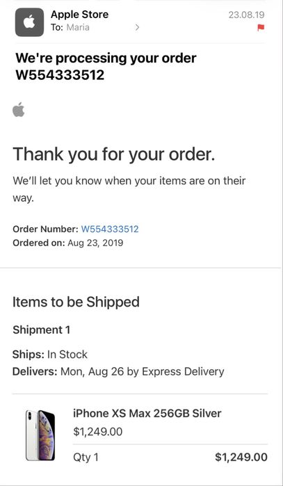 iPhone XS Max, 256GB, Silver