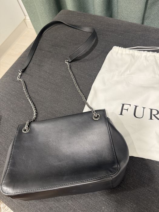 Furla Black Leather Deliziosa Flap Shoulder Bag