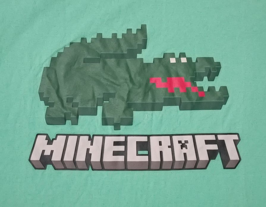 Lacoste x Minecraft Shirt оригинална тениска S памучна зелена фланелка