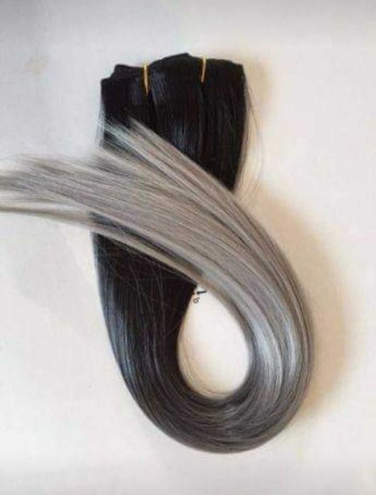 extensii par Gri ombre , 60 cm 16 clipsuri, NOI