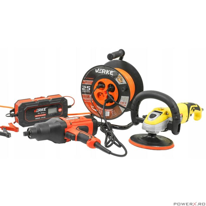 Rola prelungitor cablu cu cadru metalic, 25 metri 3 x 1 mm, Verke