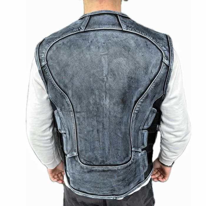 Кожен Мото ICON Елек Ретро Синьо Мотор Мото Чопър