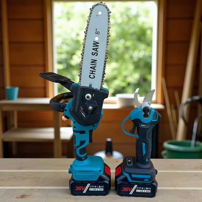 Промо 2в1 Лозарска ножица с дисплей + 25см Безчетков Трион с авт.омасл