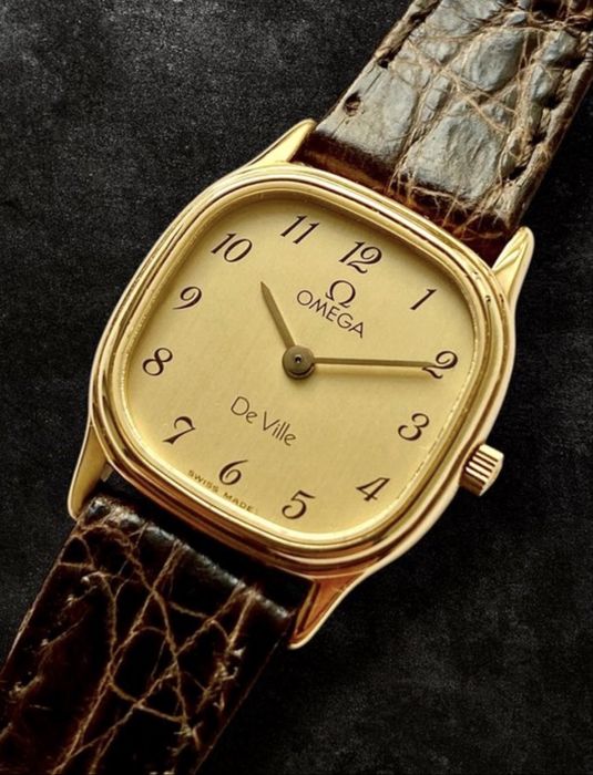 Ceas Omega De Ville quartz swiss made gold plated