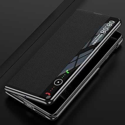 Husă Piele Flip Huawei Mate X6, Inel Magnetic Ascuns, Fereastră - NOUĂ