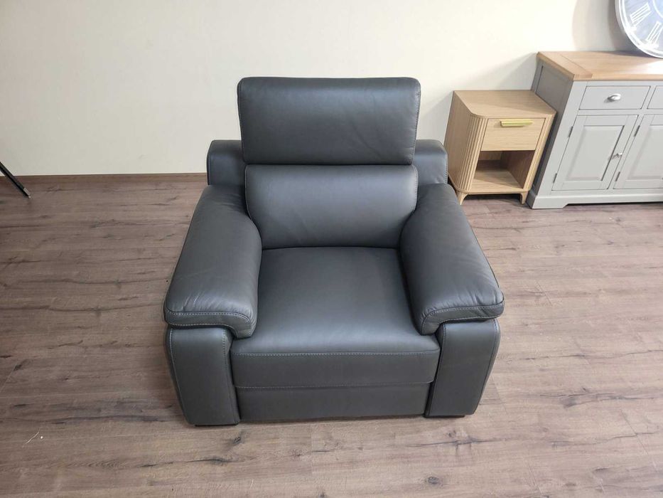 Италиански сив кожен фотьойл Ancona