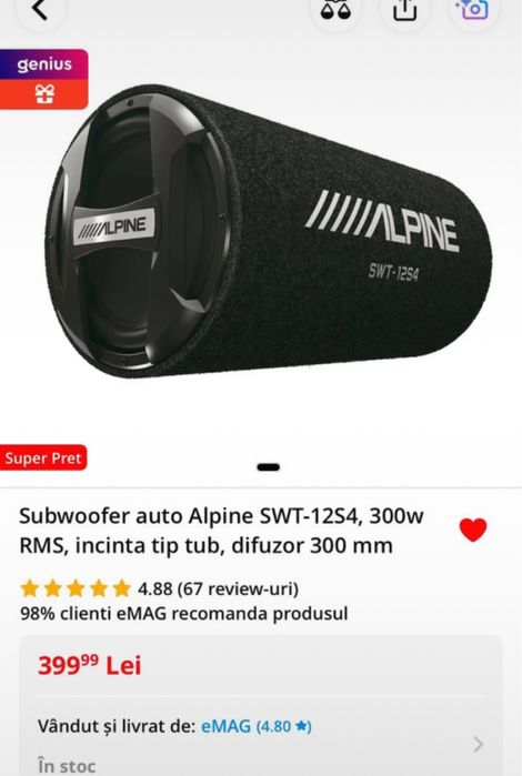 Subwoofer Alpine+Statie Sony+Cd player Pioneer