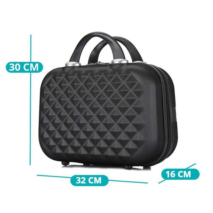 Set 3 valize de calatorie + geanta cosmetice, negru