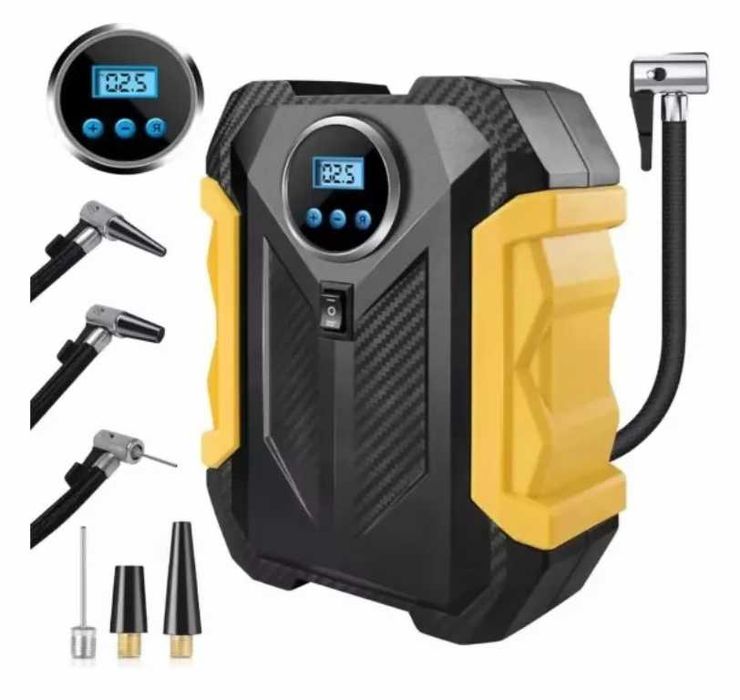 Автомобилен Компресор 12V с цифров дисплей и LED светлина 140W.