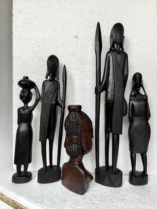 statuete abanos sculptura africa tribul Masai,arta veche vintage antic